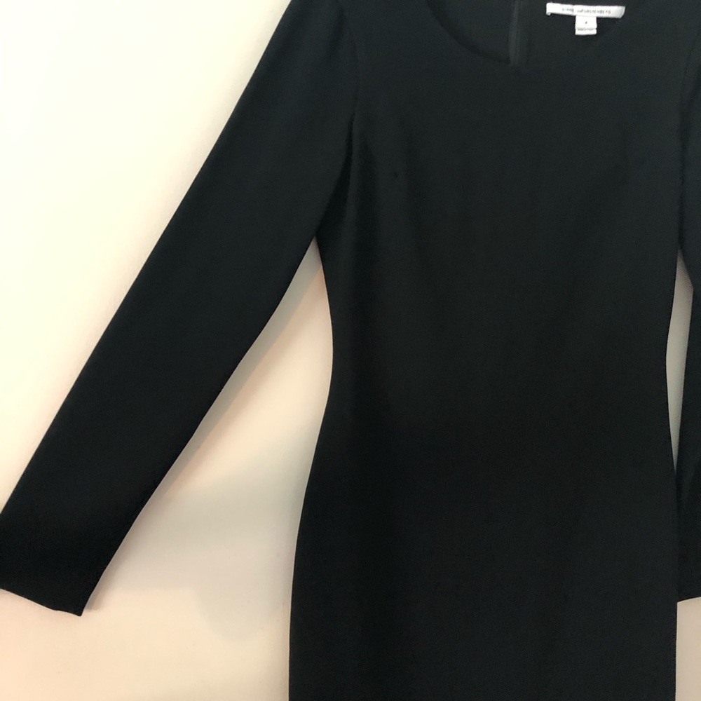 Diane von Furstenberg Black Giada Crepe Long Sleeve Mini Dress DVF Size 4 - Picture 4 of 16
